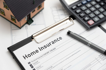 Home insurance form on the table