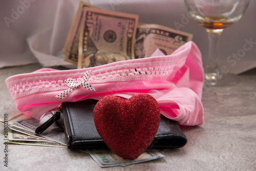 Love For Money Is Prostitution A Crumpled Sheet A Glass Of Wine And Money In Her Underwear Are Sex Fees Wall Mural Anatolij Kazakov