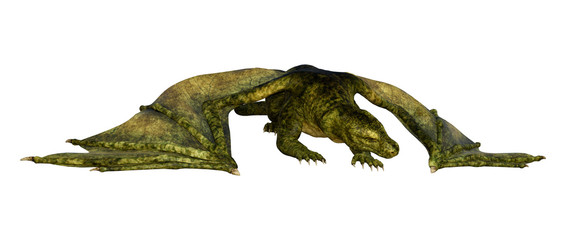 3D Rendering Fairy Tale Dragon on White