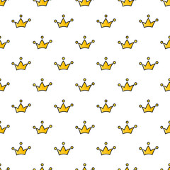 seamless pattern with hand drawn crowns on white background