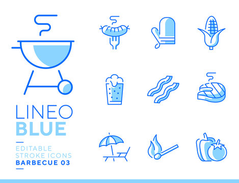 Lineo Blue - Barbecue and Grill line icons