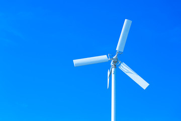 Large wind turbines are used to produce electricity. Used as a clean energy and beautiful sky