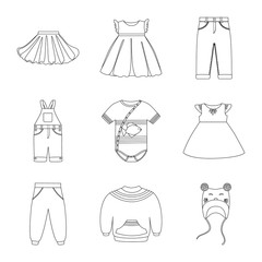 Vector illustration of wear and child logo. Set of wear and apparel stock vector illustration.