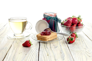 Strawberry jam and tea