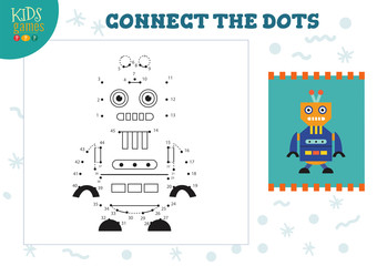 Dot to dot kids game vector illustration. Preschool children educational activity