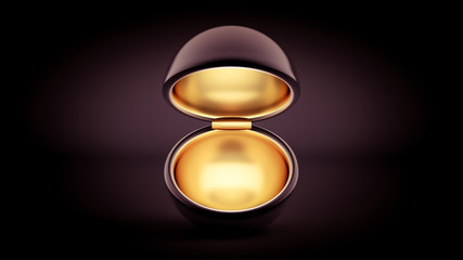 Beautiful festive gift wrap, inside golden on a black background. 3d illustration, 3d rendering.
