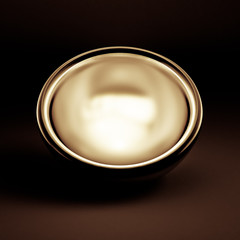 Beautiful festive gift wrap, inside golden on a black background. 3d illustration, 3d rendering.