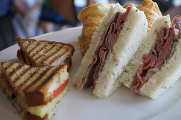 healthy sandwich lunch with friends.