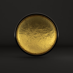 Beautiful festive gift wrap, inside golden on a black background. 3d illustration, 3d rendering.