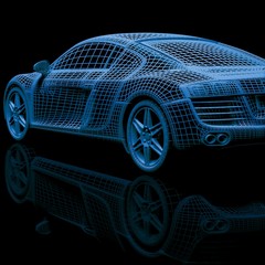 Fototapeta na wymiar 3d car model on a black background.