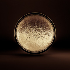 Beautiful festive gift wrap, inside golden on a black background. 3d illustration, 3d rendering.