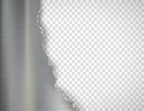Torn metal plate. Isolated on a transparent background.