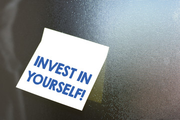 Conceptual hand writing showing Invest In Yourself. Concept meaning learn new things or materials...