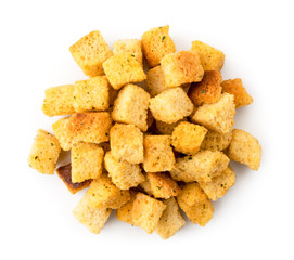 Heap bread crackers on a white. The form of the top.