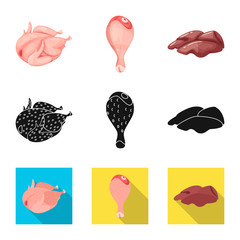 Isolated object of product and poultry logo. Collection of product and agriculture    stock vector illustration.