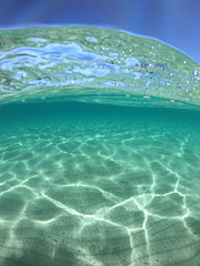 Sea level underwater photo of iconic exotic tropical beach of Balos a true paradise in Crete island, Gramvousa