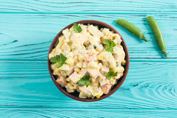 Traditional Mayonnaise Russian salad olivier