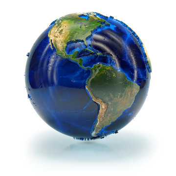 3D Globe of the earth with high resolution terrain maps