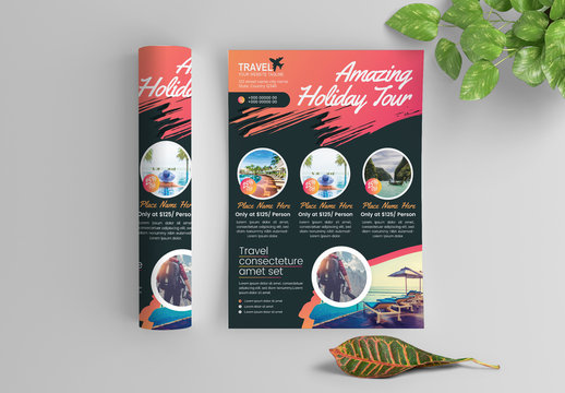Bold and Colorful Flyer Layout with Paint Splatter Accents