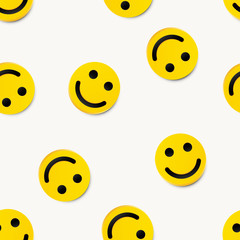 Modern yellow laughing happy smile seamless background.