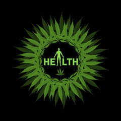 Cannabis Background. Vector Marijuana Circle Frame Green Leaf