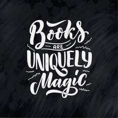 Abstract lettering about books and reading for poster design. Handwritten letters. Typography funny quote. Vector