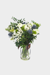 Beautiful bouquet with white flowers close up