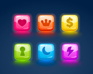 Game match icon. Square set in different colors. 