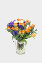 Fototapeta na wymiar Beautiful bouquet with colorful flowers close up