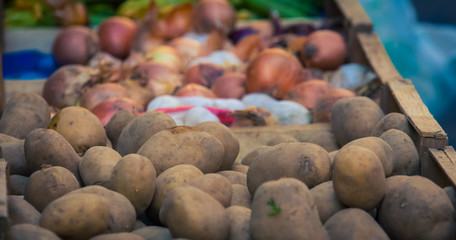 Fresh potatoes at a market in Naples 