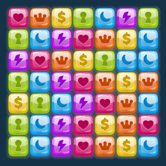 Game match icon. Character set in different colors.
