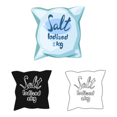 Vector design of bag and salty icon. Set of bag and powder vector icon for stock.