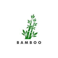 Bamboo logo template, nature forest icon design - vector