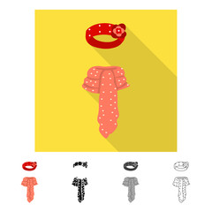 Vector illustration of bandage and knitted  symbol. Set of bandage and scarf  vector icon for stock.