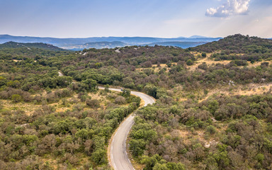 Road in Aerial landscape Cevennes
