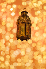 Traditional arabic lantern lit up for Ramadan, Eid, Diwali