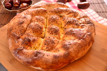 Traditional ramadan flovors, pita bread and dates