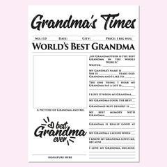 Grandma’s Times - Mother's Day gift, memories, quick, easy, wonderful, touching gift. Print the template, that kids can fill in all the details about their mom.