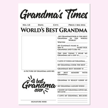 Grandma’s Times - Mother's Day Gift, Memories, Quick, Easy, Wonderful, Touching Gift. Print The Template, That Kids Can Fill In All The Details About Their Mom.