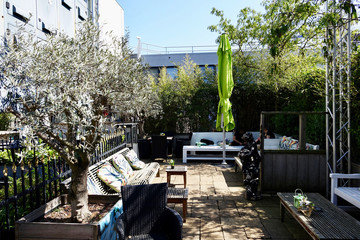 Netherlands. An outdoor cafe on the roof in The Hague