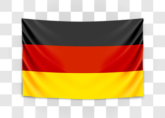 Hanging flag of Germany. Federal Republic of Germany. National flag concept.