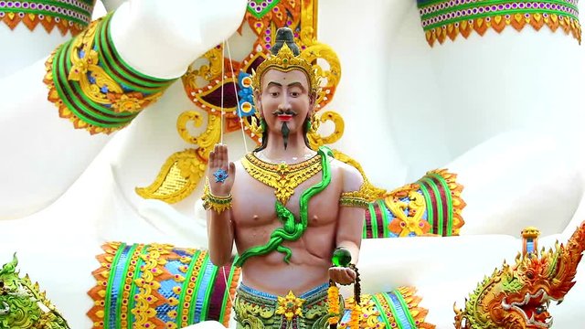 Close up to Srisuttho god of Naga and buddha background at Khao Mai Kaew Temple