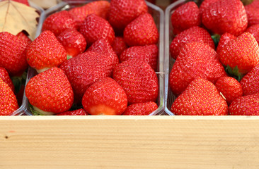 Close up fresh strawberry on retail display