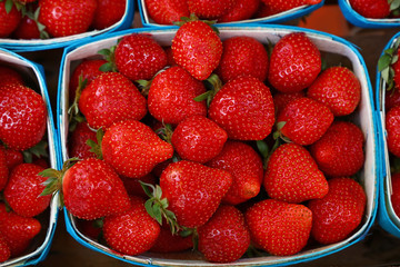 Close up fresh strawberry on retail display