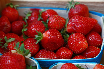 Close up fresh strawberry on retail display