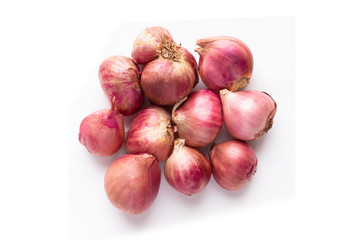 Top view of Shallot on white background.