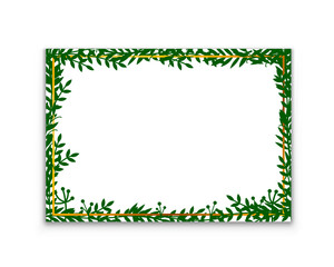 Obraz premium Leaves frame, white frame on background with vegetation.