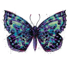 Hand painted watercolour moth / butterfly with paint splatter No. 10b