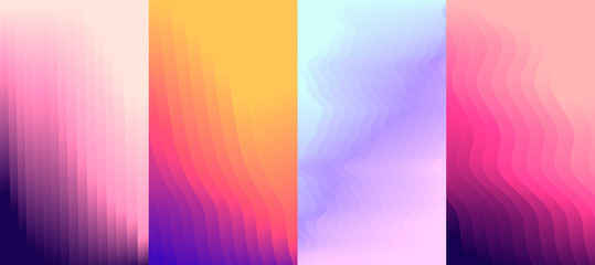 Abstract vector background. Minimalistic colored gradient lines. Set of wallpapers 