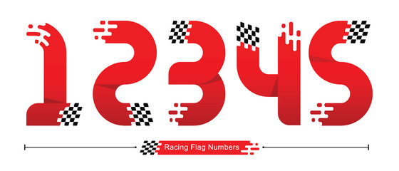 Numbers Racing Flag style in a set 12345